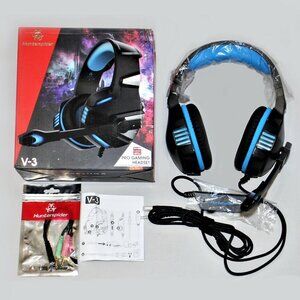 Hunterspider V-3 Black Blue Mobile PS4 Xbox One Pro Gaming Wired Ear Cup Headset